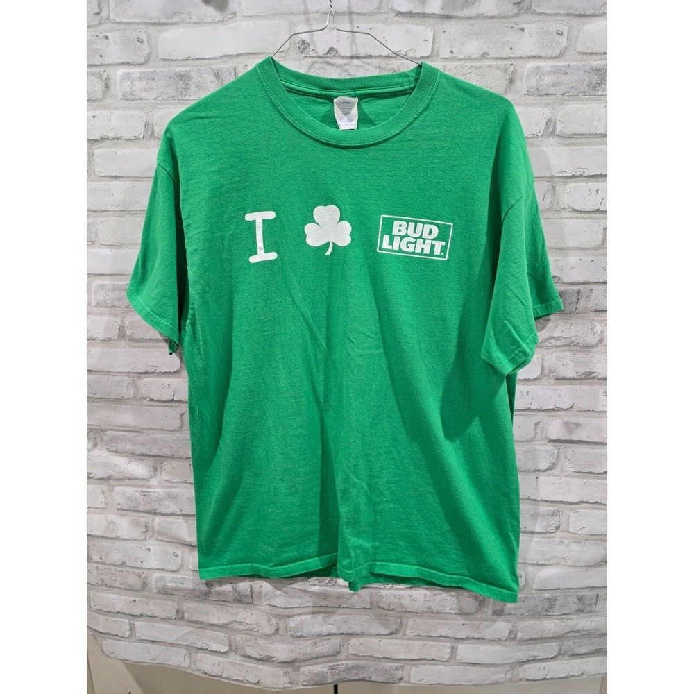 I Shamrock Love Bud Light Green St. Patricks Day T-Shirt Green XL Clean